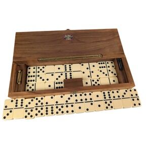 Alex Ltd Le Club Double Six Dominoes Set in Wood Cribbage Board Case with Pegs